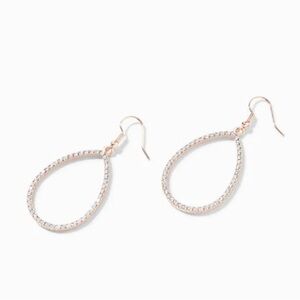 NWT Rose Gold 2.5" Crystal Teardrop Drop Earrings
